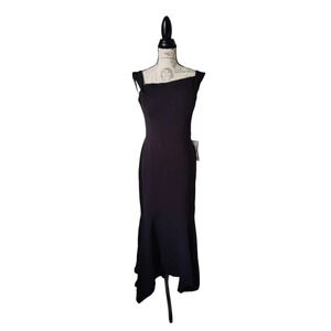 Xscape Black Sleeveless Long Gown Formal Dress Asymmetrical Neckline Size 16
